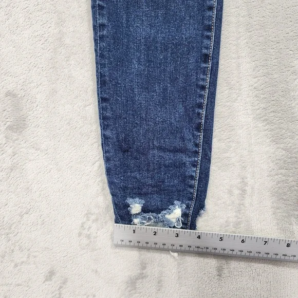 Good American Jeans Women 2/26 Blue Mid Rise Good Legs Skinny Distressed Raw Hem - Picture 10 of 11